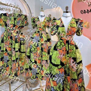 FLORAL GREEN TRUFFLES PADDED MAXI DRESS WOMEN'S CLOTHING FASHION MAXI DRESSES